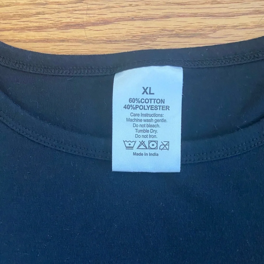 Unbranded Tshirt Women’s XL Black Rainbow Detail OVER IT lettering Short Sleeve - Picture 2 of 5